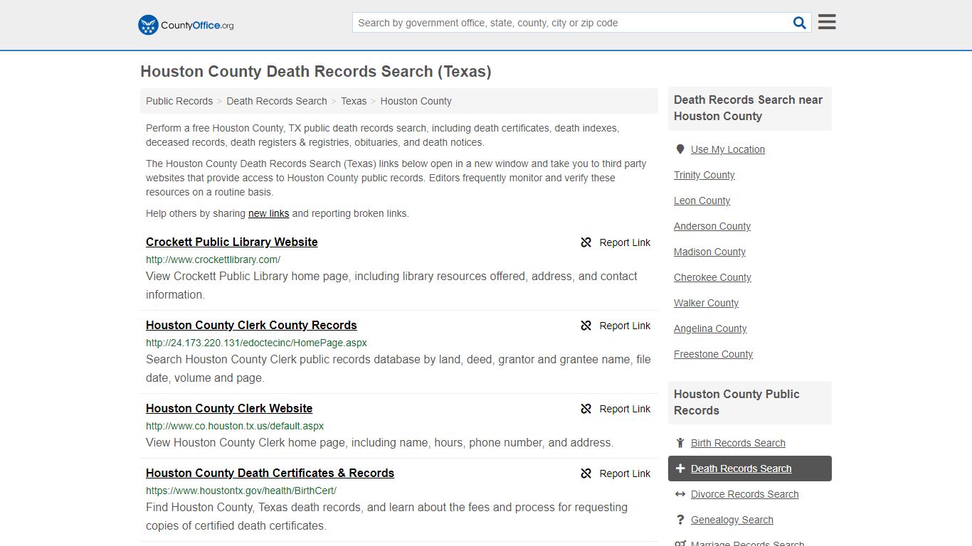 Death Records Search - Houston County, TX (Death Certificates & Indexes)