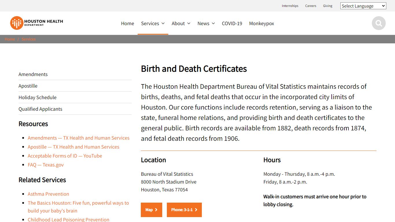 Birth and Death Certificates | Houston Health Department
