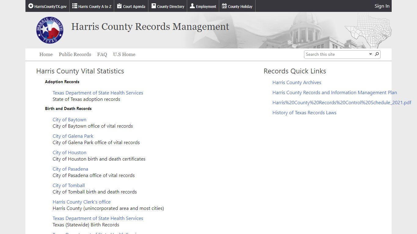 Harris County Vital Statistics